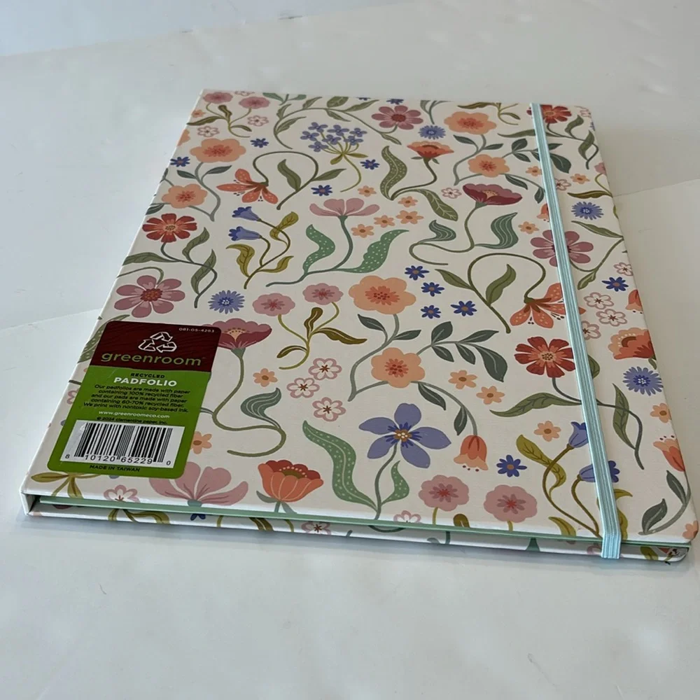 Greenroom Hardcover Floral Padfolio with Letter Size Notepad